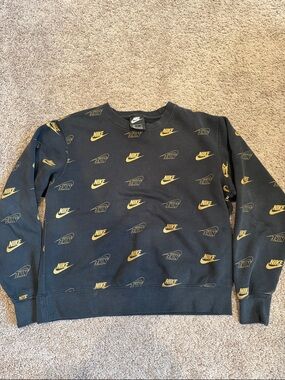 Nike Black Crewneck Sweatshirt with Gold Logo Print